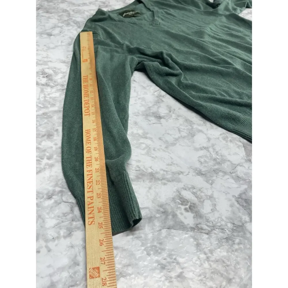 Preppy Coastal Eddie Bauer Men's V-Neck Sweater Size XL Green Cotton Linen blend